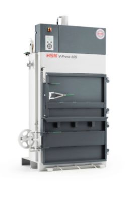 Ballenpresse HSM V-Press 605 400 V, 3 vertikale Umreifungen für Ballen bis 70 kg, Presskraft 57 kN, TorsionControlSystem, Schwenktür