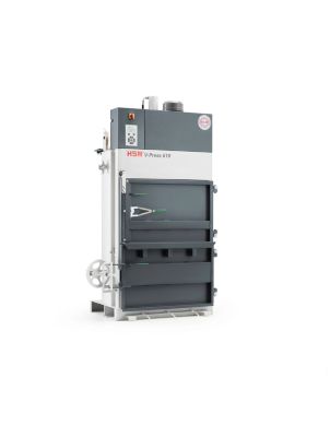 Ballenpresse HSM V-Press 610, 3 vertikale Umreifungen für Ballen bis 100 kg, Presskraft 120 kN, TorsionControlSystem, Schwenktür