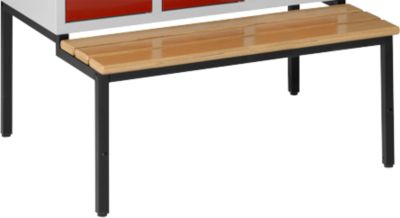Banc, noir avec 3 planches en hêtre, 830 mm de large