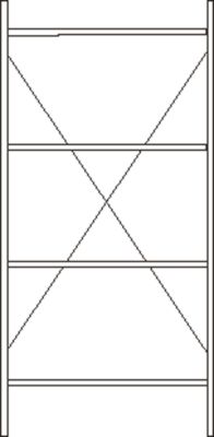 Basisstelling, 4 legborden, H 2278 x B 1055 x D 300 mm, gelakt