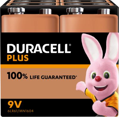 Batterie Alkaline, E-Block, 6LR61, 9V, Plus, Extra Life, Retail Blister (4-Pack)