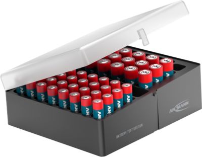 Batterien Ansmann, Vorratsbox mit 32 x Micro AAA und 20 x Mignon AA Batterien, Aufhängeösen, inkl. Befestigungsmaterial