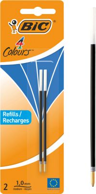 BIC 4 Colours Original Nachfüllminen, mittlere Spitze, Blau, 2er Pack