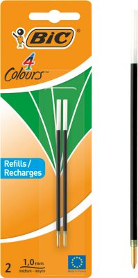 BIC 4 Colours Original Nachfüllminen, mittlere Spitze, Grün, 2er Pack