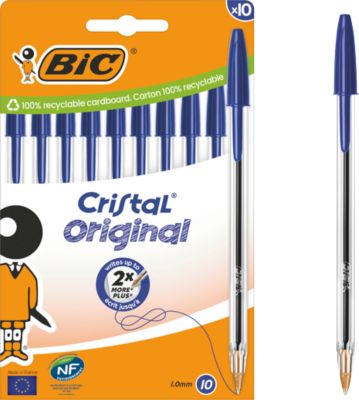 BIC Cristal Original Kugelschreiber Blau, 10er Box, 1,0 mm, mittlere Spitze