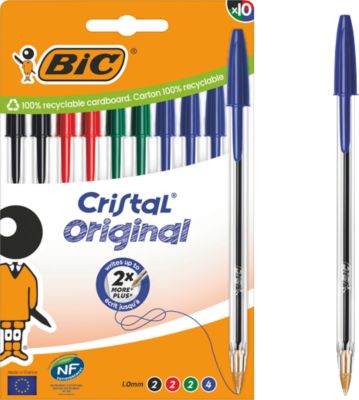 BIC Cristal Original Kugelschreiber Farbmix, 10er Box, 1,0 mm, mittlere Spitze