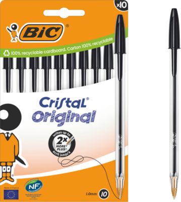 BIC Cristal Original Kugelschreiber Schwarz, 10er Box, 1,0 mm, mittlere Spitze
