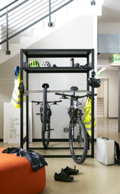 Bike-/Freizeit-Steckregalsystem ORDO Flex, Grundregal, multifunktional, B 1060 x T 635 x 2000 mm, tiefschwarz RAL 9005