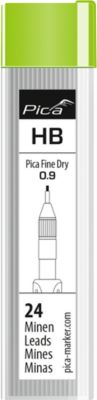 Bleistiftmine Pica Fine Dry HB 7030, Minendurchmesser 0,9 mm, Härtegrad HB, Schreibfarbe graphit, 24 Stück in Dose mit Drehdeckel