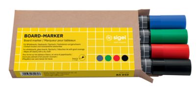 Board-Marker Sigel, 4er Set, Rundspitze: 2-3 mm, leicht abwischbar, farbsortiert