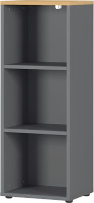 Boekenkast Agenda Home, 3 OH, B 450 x D 400 x H 1200 mm, grafiet/eiken