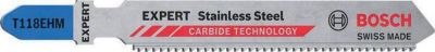BOSCH Stichsägeblatt T 118 EHM, Edelstahl, L 83 mm, Zahnteilung 1,4 mm, Carbide-Technologie, T-Schaft, 3 Stück