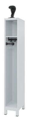 Brandweerkluis C+P Evolo EXPERT, 1 compartiment, B 300 x D 500 x H 1850 mm, RAL 7035 lichtgrijs/RAL 7035 lichtgrijs