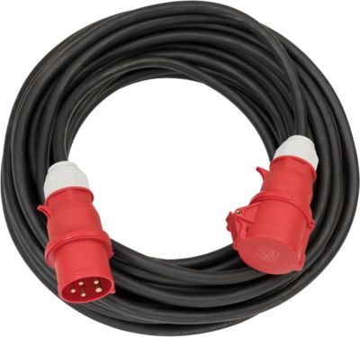 Brennenstuhl CEE Verlängerungskabel, 10 Meter, Gummi-Neopren, Verschlussklappe, IP44 staub- und spritzwassergeschützt, 400V/32A, schwarz/rot