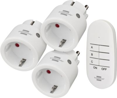 Brennenstuhl Comfort-Line Funkschalt-Set MINI 3+1, 3 Funksteckdosen, 1 Handsender, bis 2300 W, 25 m Reichweite, für den Innenbereich, erhöhter Berührungsschutz, B 148 x H 100 mm, weiß, inkl. Batterien