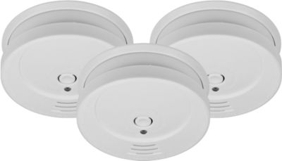 Brennenstuhl Feuermelder 3er-Set RM C 9010, 85 dB Alarmsignal, Testknopf, austauschbare 9V-Batterie, ⌀ 100 x H 35 mm, weiß