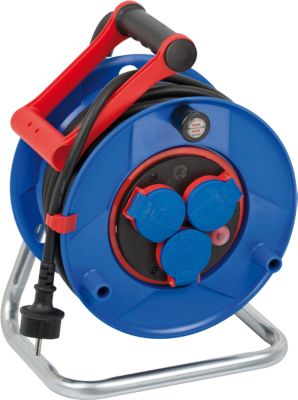 Brennenstuhl Garant Bretec Gewerbe-/Baustellen-Kabeltrommel, 25 meter, IP44, Bretec-Drehkontakt, Gummi-Neopren, cablepilot, blau/schwarz