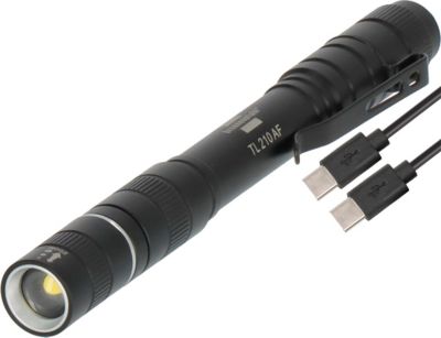 Brennenstuhl Stift-Taschenlampe LuxPremium TL 210 AF, Osram-LED, 55m Leuchtweite, Aluminium, USB C, IP44, schwarz