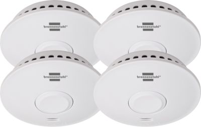 Brennenstuhl vernetzbarer Rauchmelder RM L 3101, 4er Set, 85 dB, bis 100 m, 10-Jahres-Batterie, B 115 x H 115 mm, weiß