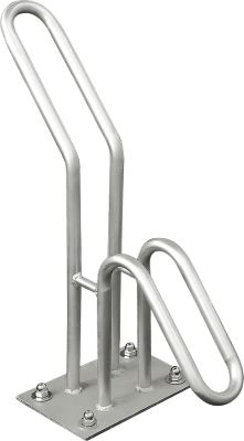 Bügelparker, 1-seitig, für Reifen bis B 55 mm, B 220 x T 440 x H 450 mm, Stahl feuerverzinkt, 1 Einstellplatz, montiert