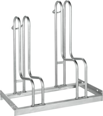Bügelparker, 1-seitig, für Reifen bis B 55 mm, B 700 x T 1850 x H 740 mm, Stahl feuerverzinkt, 2 Einstellplätze, zerlegt