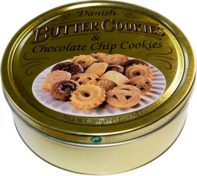 Butter Chocolate Cookies, Buttergebäck nach dänischer Rezeptur, in wiederverschließbarer Metalldose, 500 g