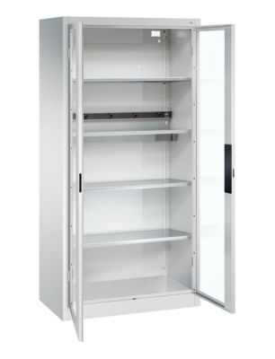 C+P Akkuladeschrank Acurado, abschließbar, mit Inneneinrichtung, B 930 x T 500 x H 1950 mm, Stahl, lichtgrau RAL 7035/lichtgrau RAL 7035
