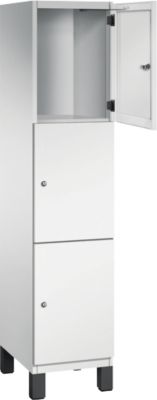 C+P Cambio lockerkast, 1 vak, 3 vakken, op poten, B 400 x D 525 x H 1980 mm, lichtgrijs