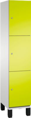 C+P Cambio lockerkast, 1 vak, 3 vakken, op poten, B 400 x D 525 x H 1980 mm, lichtgrijs/kleedgroen