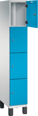 C+P Cambio lockerkast, 1 vak, 4 vakken, op poten, B 300 x D 525 x H 1980 mm, lichtgrijs/lichtblauw