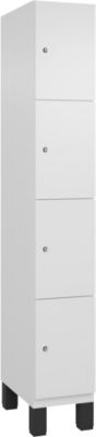 C+P Cambio lockerkast, 1 vak, 4 vakken, op poten, B 300 x D 525 x H 1980 mm, verkeerswit
