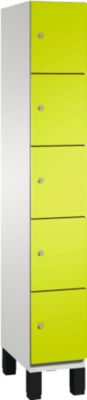C+P Cambio lockerkast, 1 vak, 5 vakken, op poten, B 300 x D 525 x H 1980 mm, lichtgrijs/kleedgroen