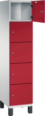 C+P Cambio lockerkast, 1 vak, 5 vakken, op poten, B 400 x D 525 x H 1980 mm, lichtgrijs/ruinrood