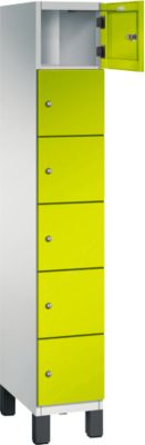 C+P Cambio lockerkast, 1 vak, 6 vakken, op poten, B 300 x D 525 x H 1980 mm, lichtgrijs/kleedgroen