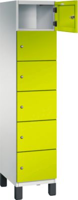 C+P Cambio lockerkast, 1 vak, 6 vakken, op poten, B 400 x D 525 x H 1980 mm, lichtgrijs/kleedgroen