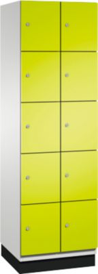 C+P Cambio lockerkast, 2 vakken, 10 vakken, met plint, B 600 x D 525 x H 1980 mm, lichtgrijs/kleedgroen