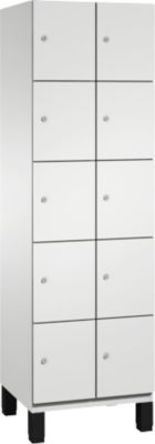 C+P Cambio lockerkast, 2 vakken, 10 vakken, op poten, B 600 x D 525 x H 1980 mm, lichtgrijs