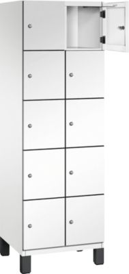 C+P Cambio lockerkast, 2 vakken, 10 vakken, op poten, B 600 x D 525 x H 1980 mm, verkeerswit