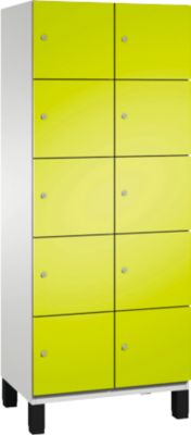C+P Cambio lockerkast, 2 vakken, 10 vakken, op poten, B 800 x D 525 x H 1980 mm, lichtgrijs/kleedgroen