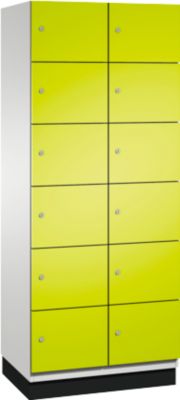 C+P Cambio lockerkast, 2 vakken, 12 vakken, met plint, B 800 x D 525 x H 1980 mm, lichtgrijs/kleedgroen