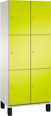 C+P Cambio lockerkast, 2 vakken, 6 vakken, op poten, B 800 x D 525 x H 1980 mm, lichtgrijs/kleedgroen
