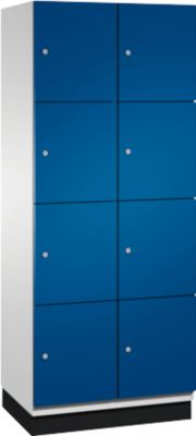 C+P Cambio lockerkast, 2 vakken, 8 vakken, met plint, B 800 x D 525 x H 1980 mm, lichtgrijs/enzianblauw