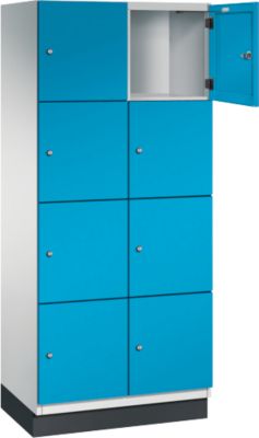 C+P Cambio lockerkast, 2 vakken, 8 vakken, met plint, B 800 x D 525 x H 1980 mm, lichtgrijs/lichtblauw