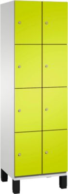 C+P Cambio lockerkast, 2 vakken, 8 vakken, op poten, B 600 x D 525 x H 1980 mm, lichtgrijs/kleedgroen