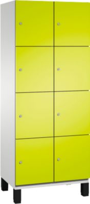 C+P Cambio lockerkast, 2 vakken, 8 vakken, op poten, B 800 x D 525 x H 1980 mm, lichtgrijs/kleedgroen