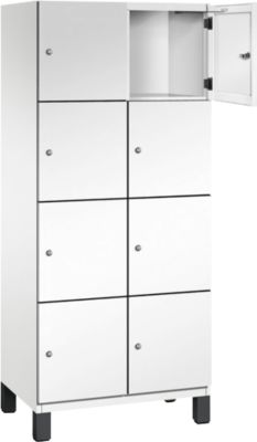 C+P Cambio lockerkast, 2 vakken, 8 vakken, op poten, B 800 x D 525 x H 1980 mm, verkeerswit