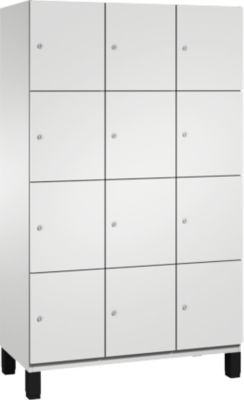 C+P Cambio lockerkast, 3 vakken, 12 vakken, op poten, B 1200 x D 525 x H 1980 mm, lichtgrijs