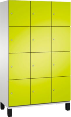 C+P Cambio lockerkast, 3 vakken, 12 vakken, op poten, B 1200 x D 525 x H 1980 mm, lichtgrijs/kleedgroen