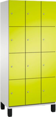 C+P Cambio lockerkast, 3 vakken, 12 vakken, op poten, B 900 x D 525 x H 1980 mm, lichtgrijs/kleedgroen