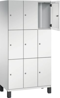 C+P Cambio lockerkast, 3 vakken, 9 vakken, op poten, B 900 x D 525 x H 1980 mm, lichtgrijs